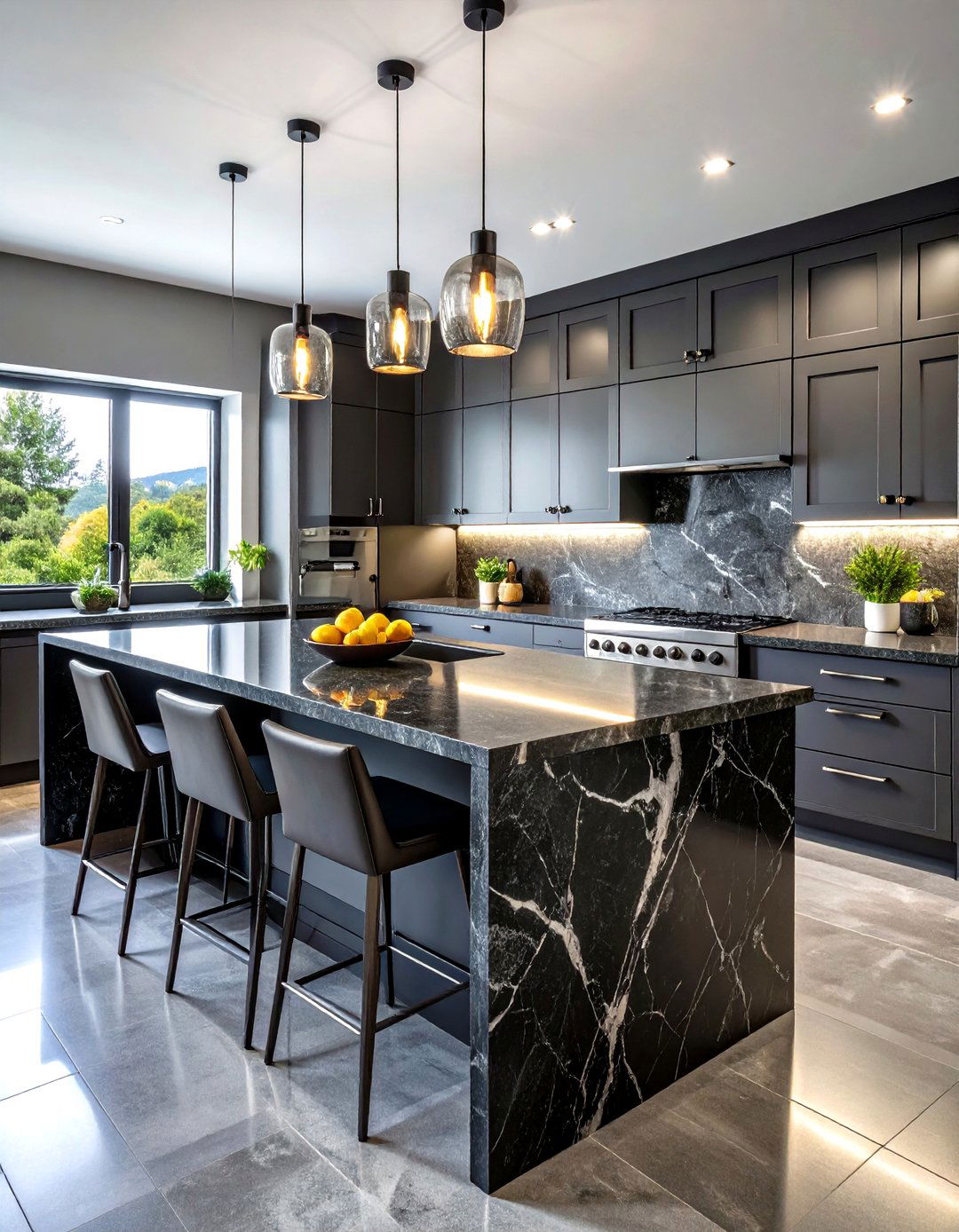 Gray Kitchen Cabinets with Black Granite Countertops - 24 Gray Kitchens