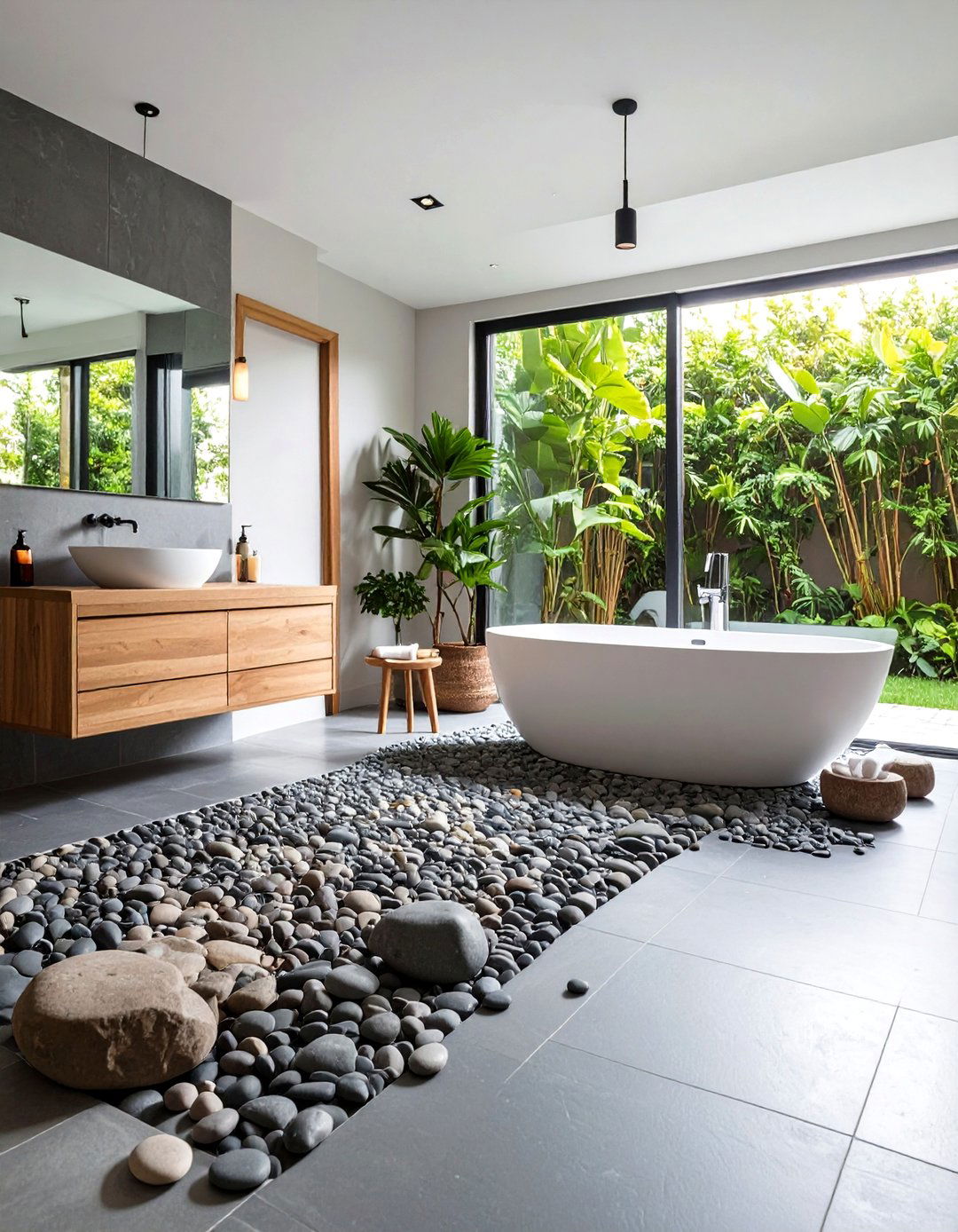 Gray Natural Stone Pebble Floors