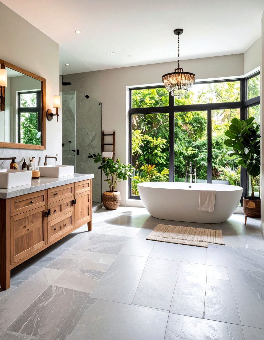 Gray Quartzite Bathroom Flooring - 24 Gray Floor Bathroom Ideas