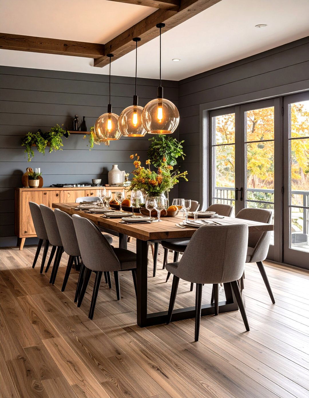 Gray Shiplap Modern Farmhouse Feature - 24 Gray Dining Room Ideas