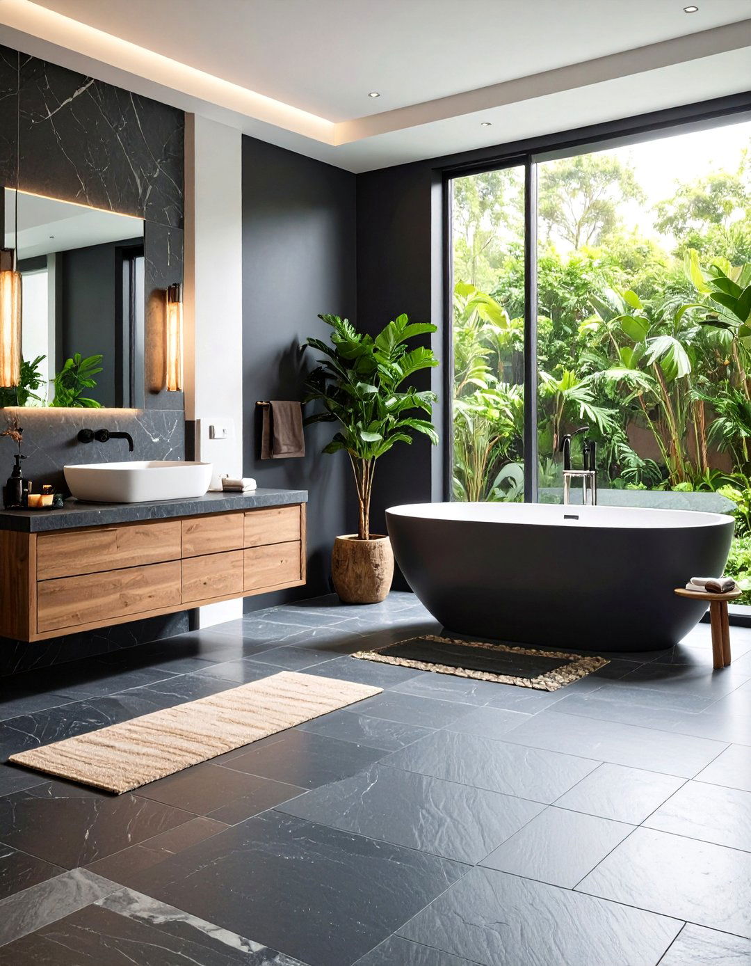 Gray Slate Bathroom Floor Installations - 24 Gray Floor Bathroom Ideas