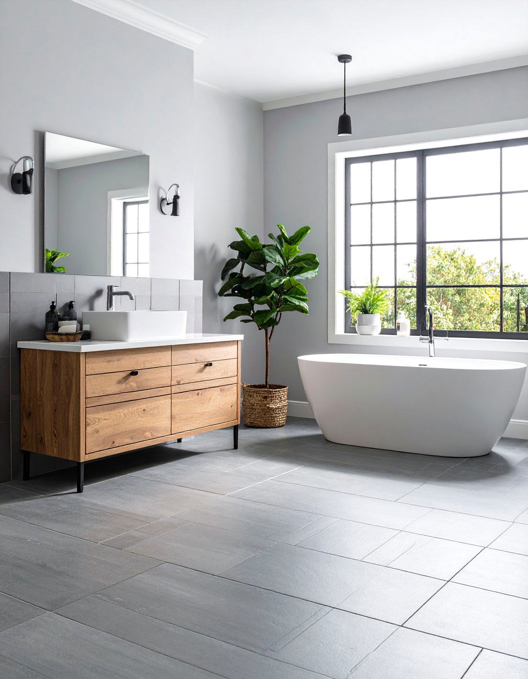 Gray Subway Tile Floor Layouts - 24 Gray Floor Bathroom Ideas