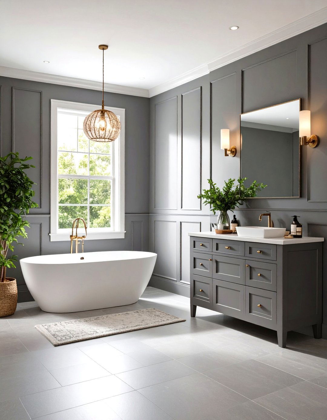 Gray Toned Wainscoting for Modern Sophistication - 24 Bathroom Wainscoting Ideas