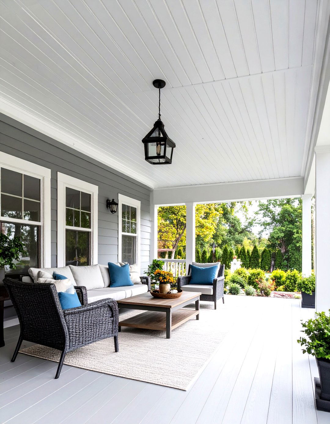 Gray Vinyl Beadboard Ceiling for Contemporary Elegance - 24 Vinyl Porch Ceiling Ideas