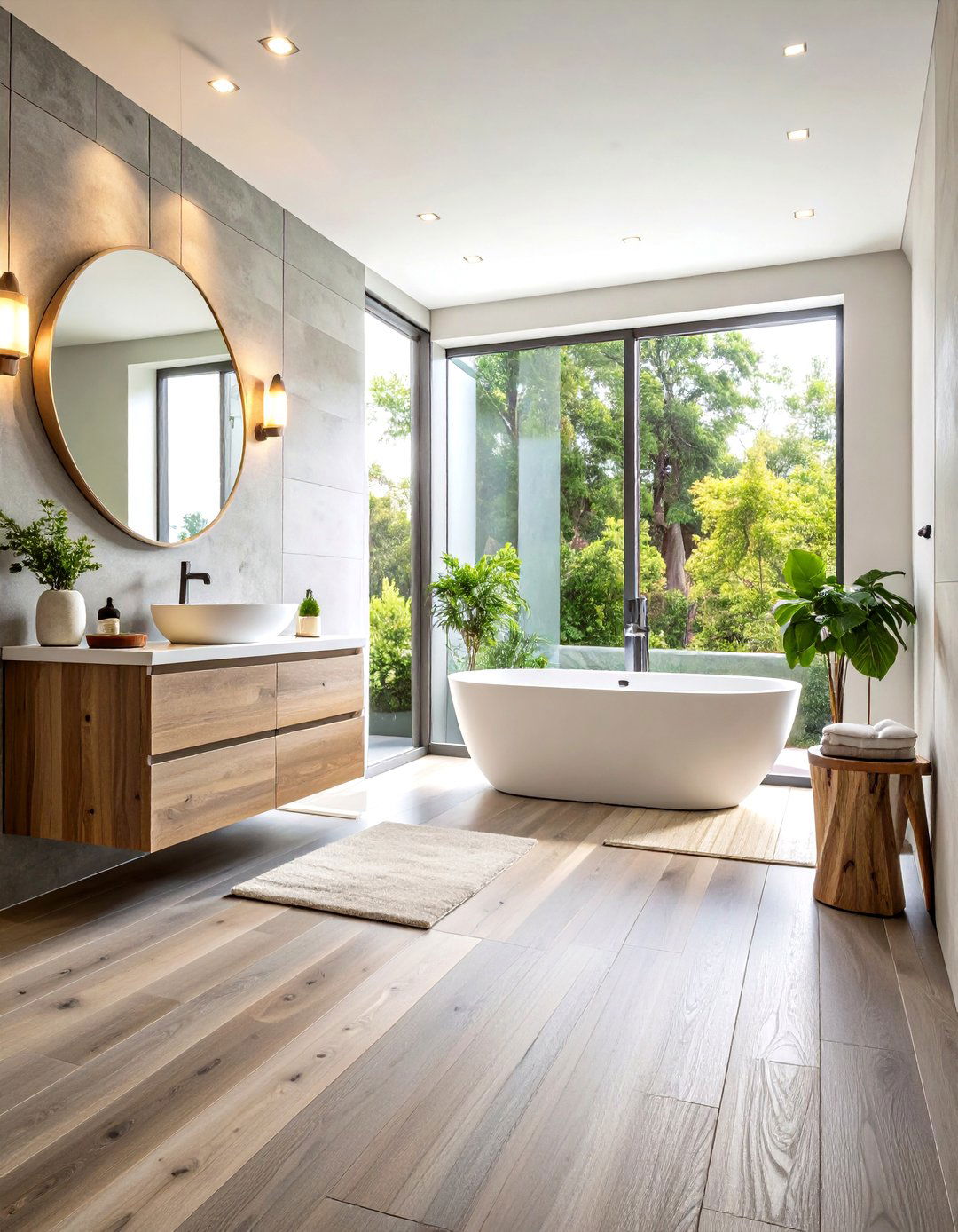 Gray Washed European Oak Engineered Planks - 24 Ideas for Wood Floors in Bathrooms
