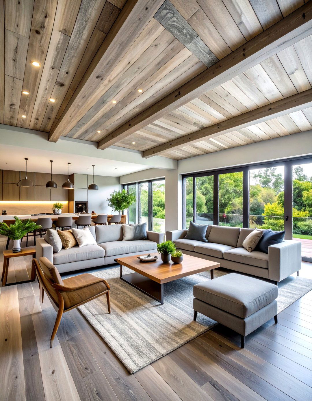 Gray Weathered Wood Ceiling - 24 Wood Plank Ceiling Ideas