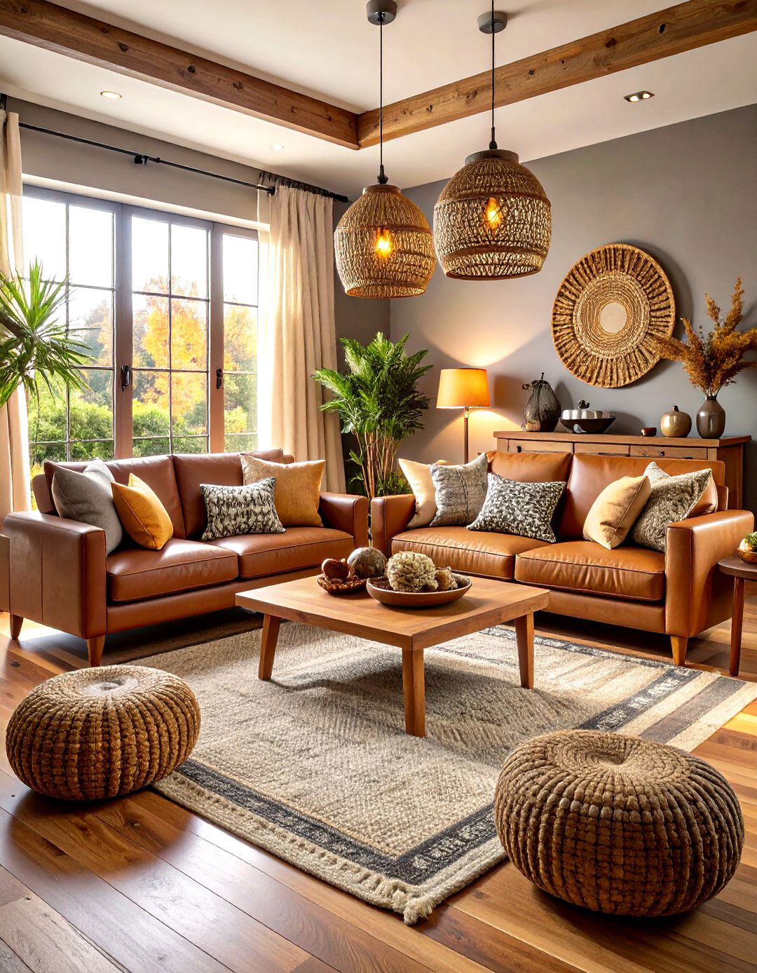 Gray and Brown Earthy Living Room - 24 Gray Living Room Ideas