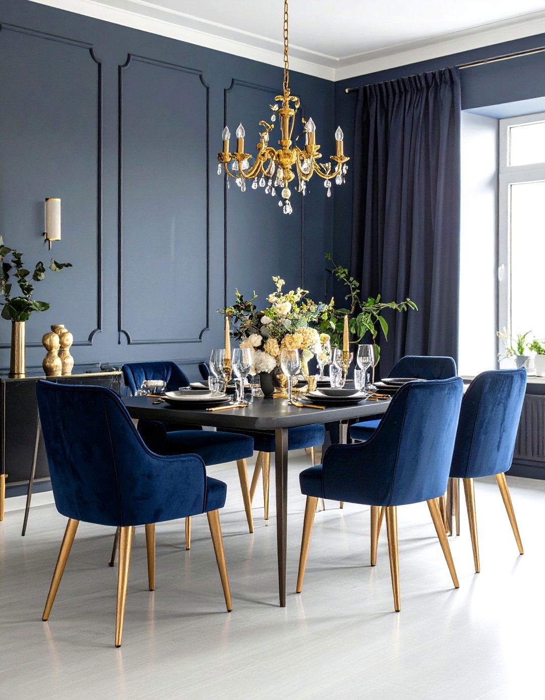 Gray and Navy Blue Sophisticated Pairing - 24 Gray Dining Room Ideas