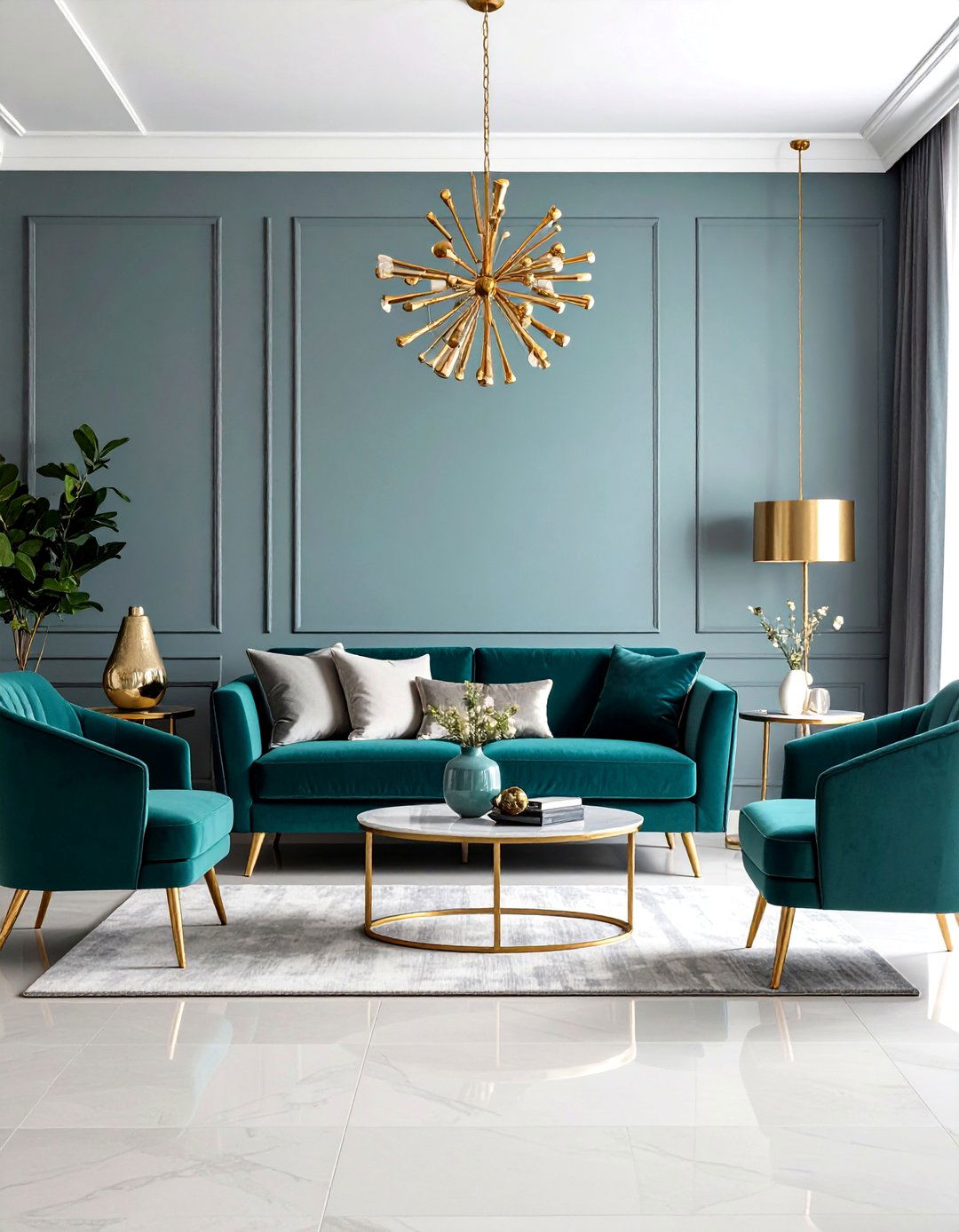 Gray and Teal Living Room - 24 Gray Living Room Ideas