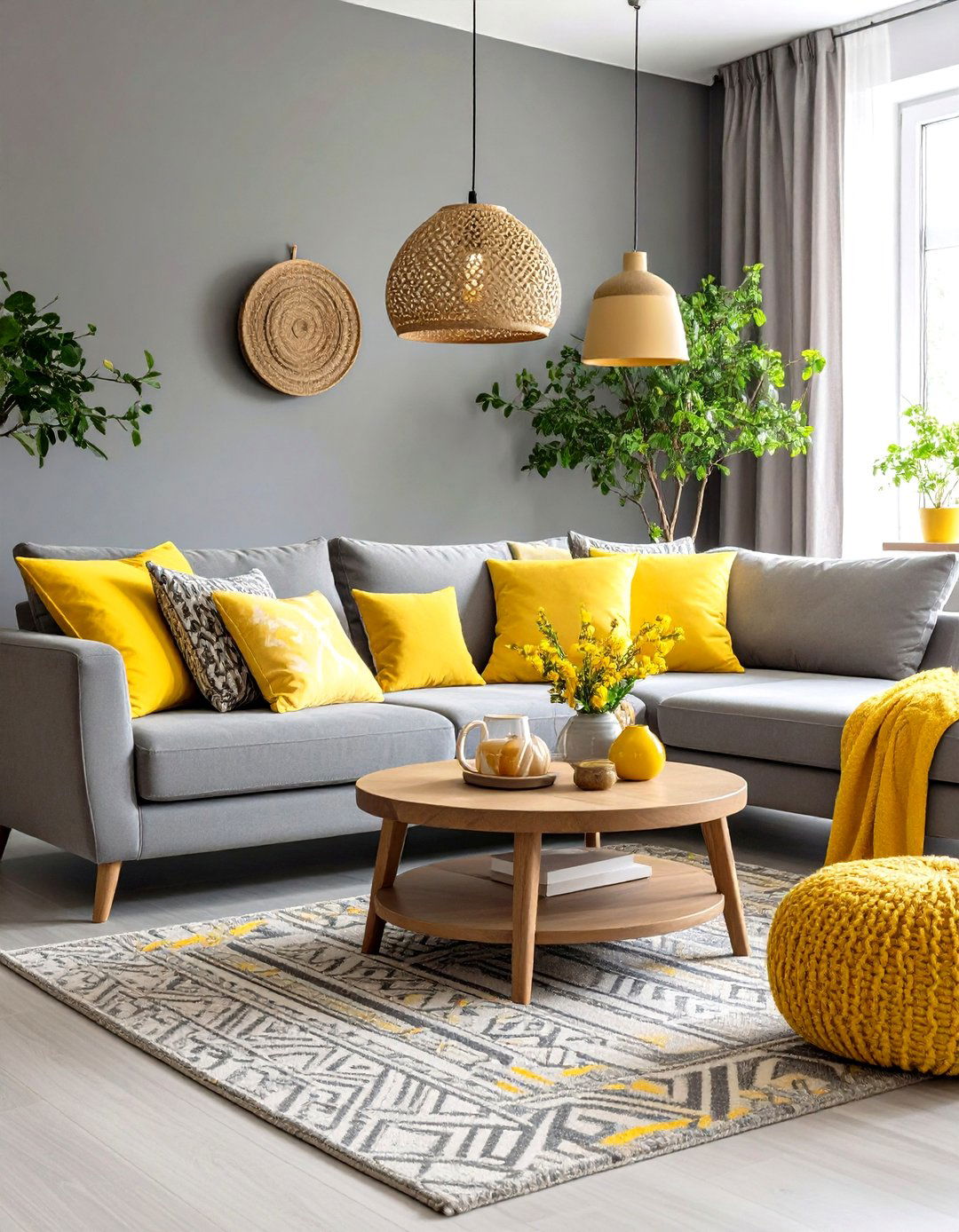 Gray and Yellow Accent Living Room - 24 Gray Living Room Ideas