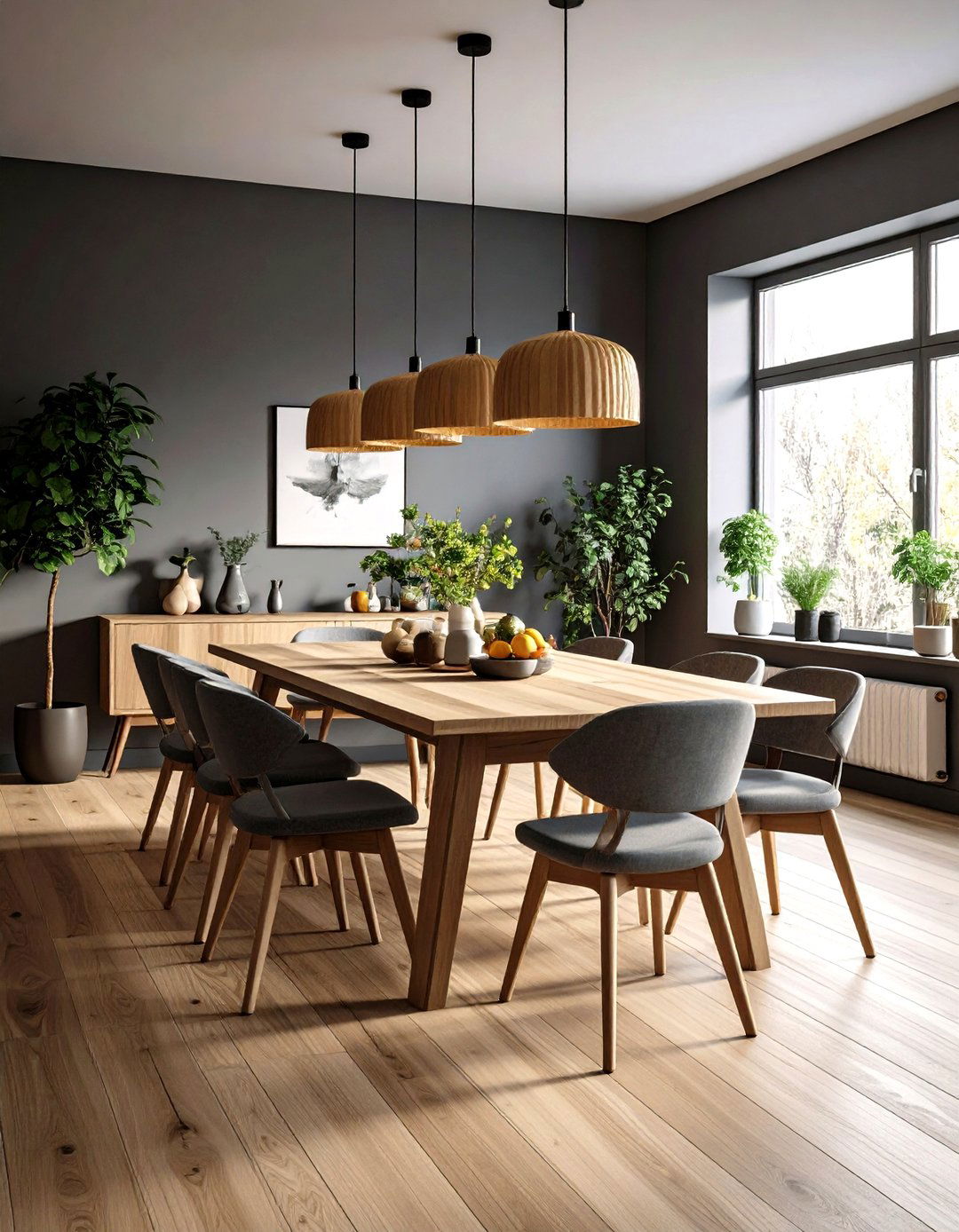 Gray with Warm Wood Tone Balance - 24 Gray Dining Room Ideas