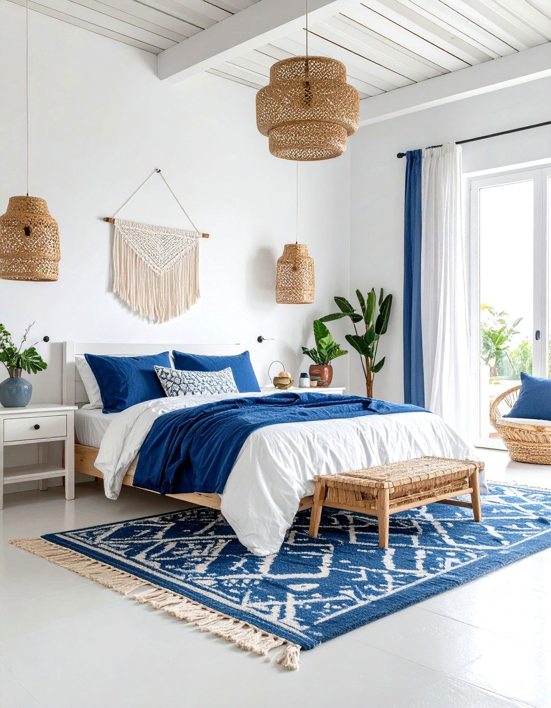 Greek Island White and Blue Escape - 24 Mediterranean Bedroom Ideas