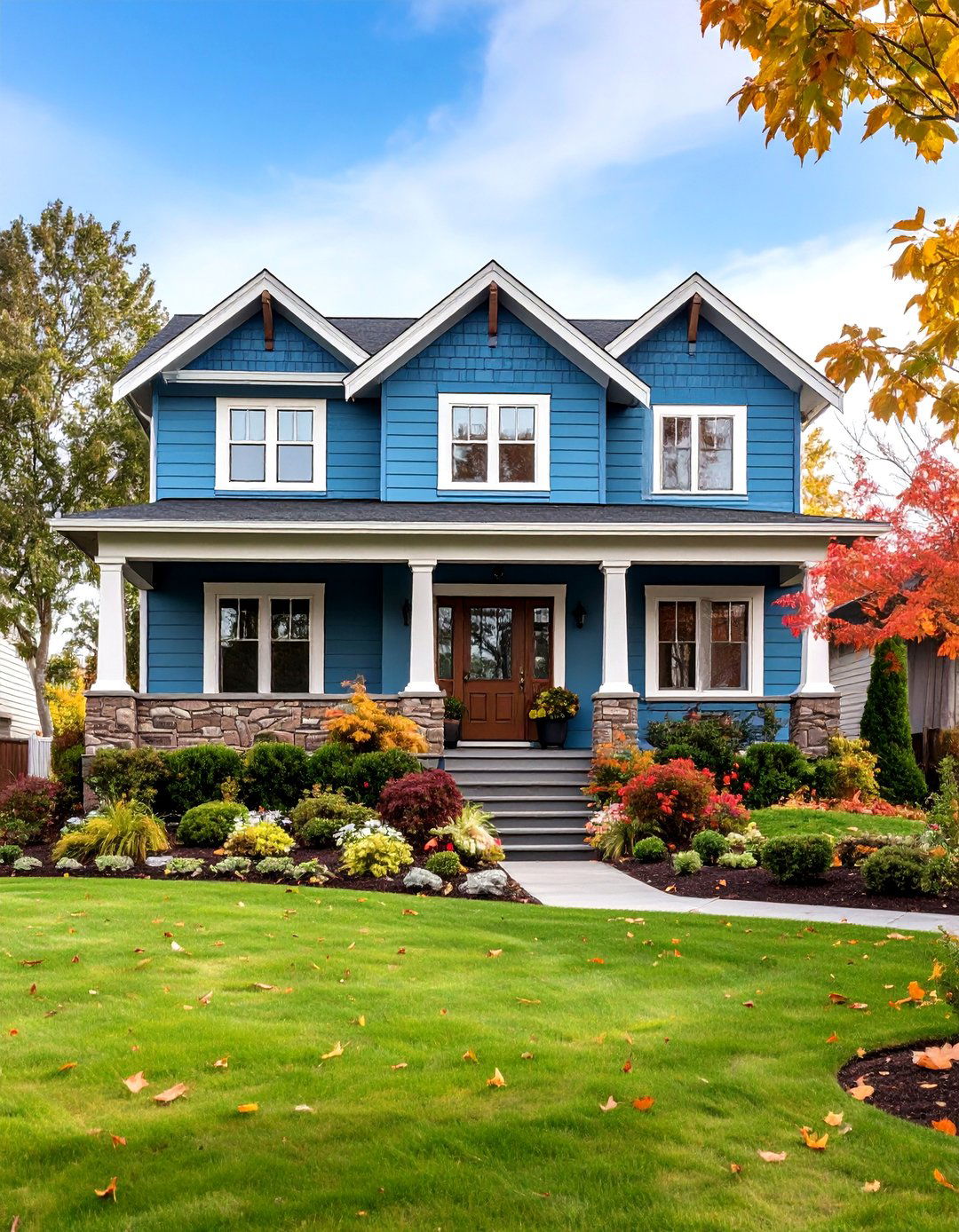 Greek Revival Blue with Brown Asphalt Shingles - 24 blue exterior home with a brown roof ideas
