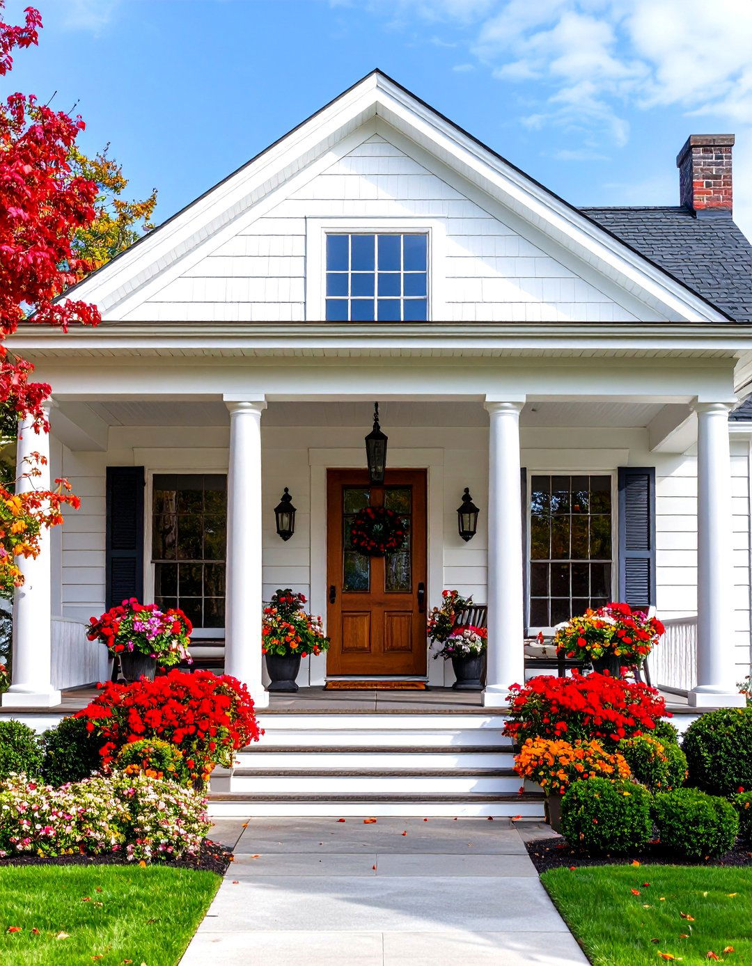 Greek Revival Farmhouse with Temple Front - 24 White Farmhouse With Wrap-around Porch Ideas