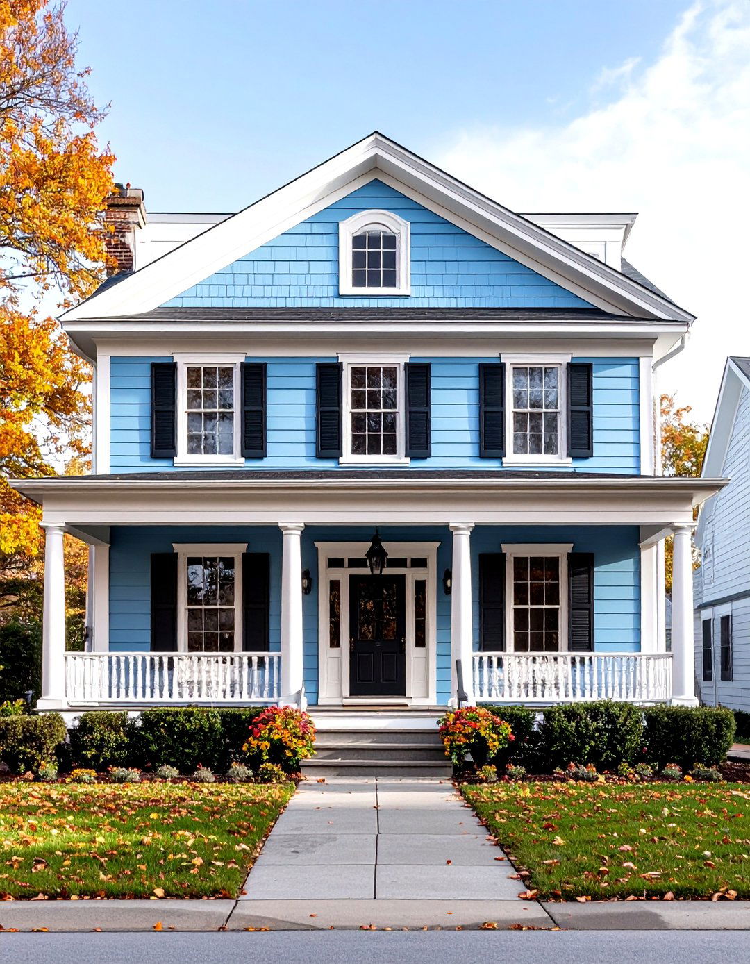 Greek Revival Light Blue with Columns - 24 light blue house exterior ideas