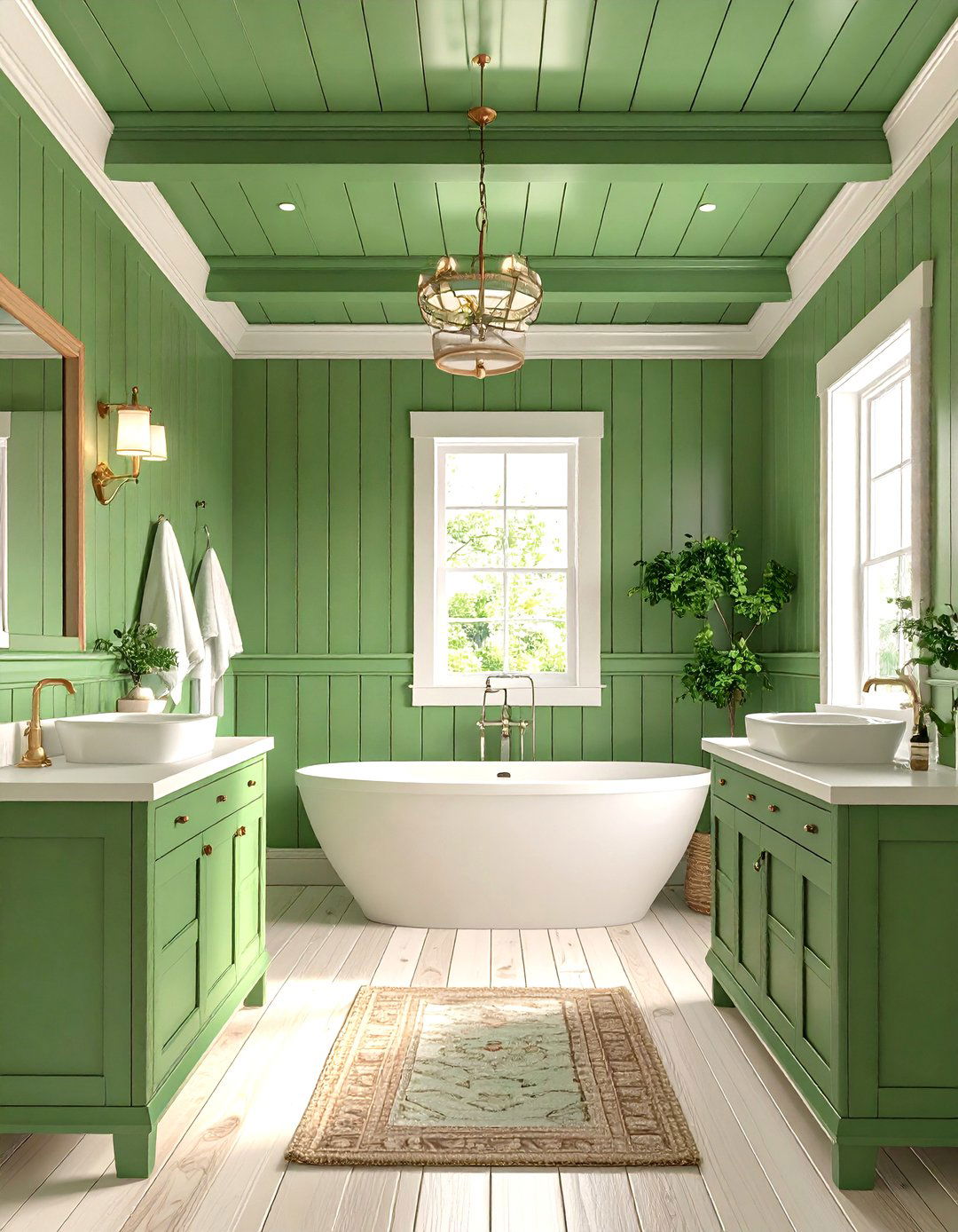 Green Beadboard Ceiling Design - 24 Green Ceiling Ideas