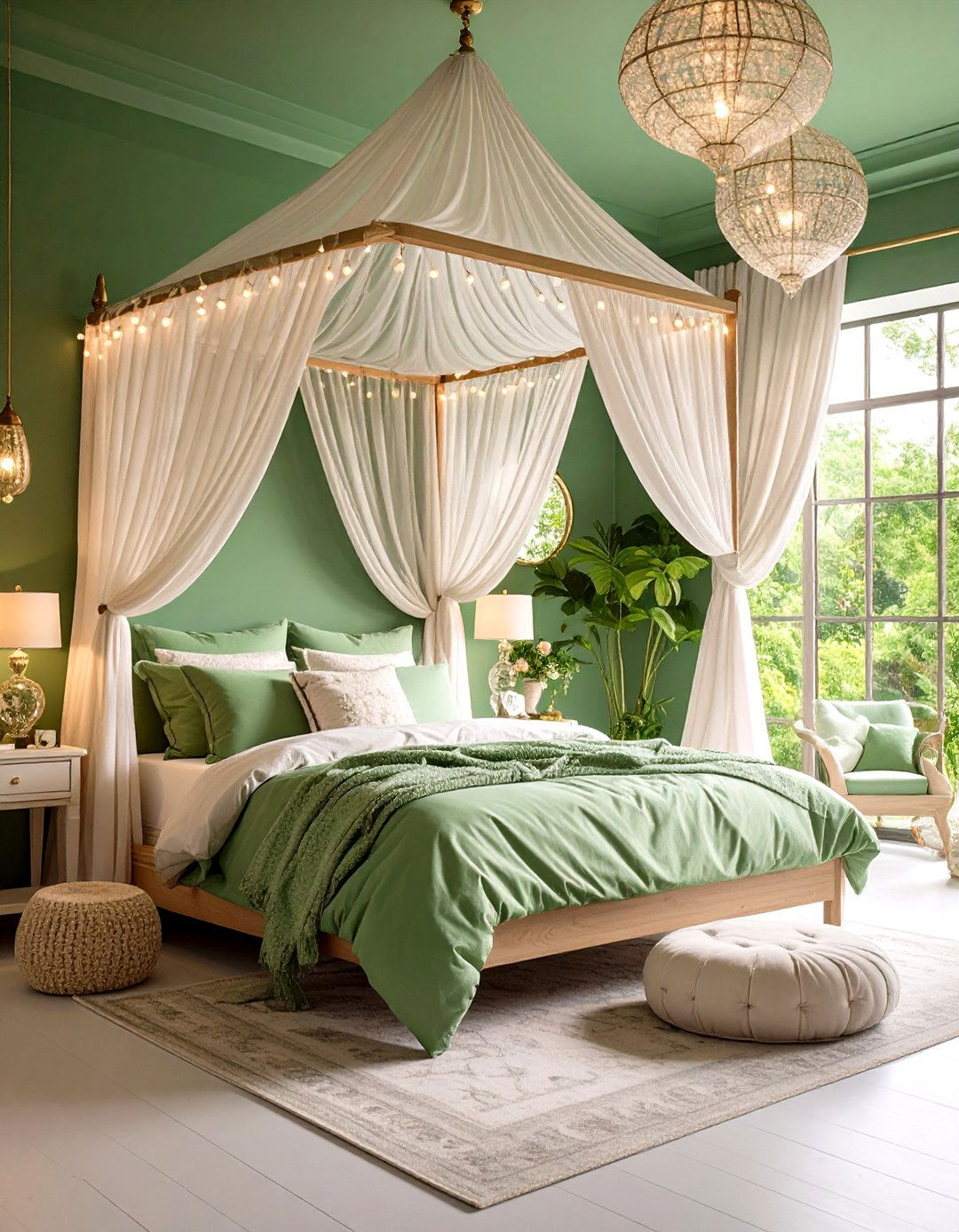 Green Bohemian Princess Canopy - 24 Green Boho Bedroom Ideas