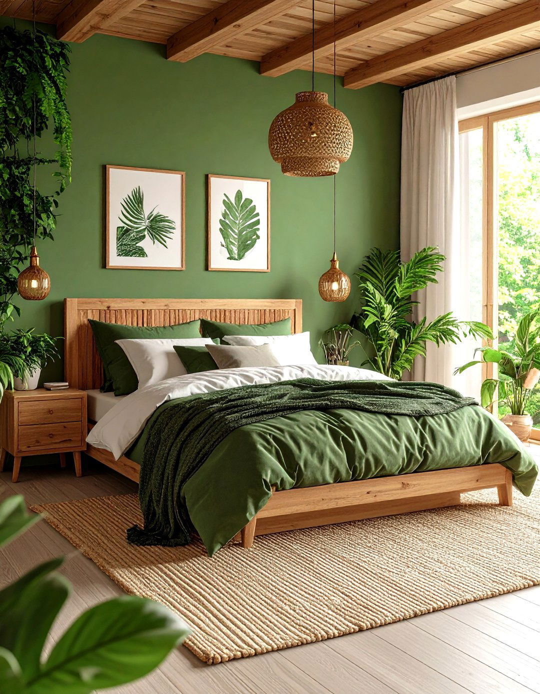 Green Botanical Bedroom - 24 Bedroom Decor Ideas