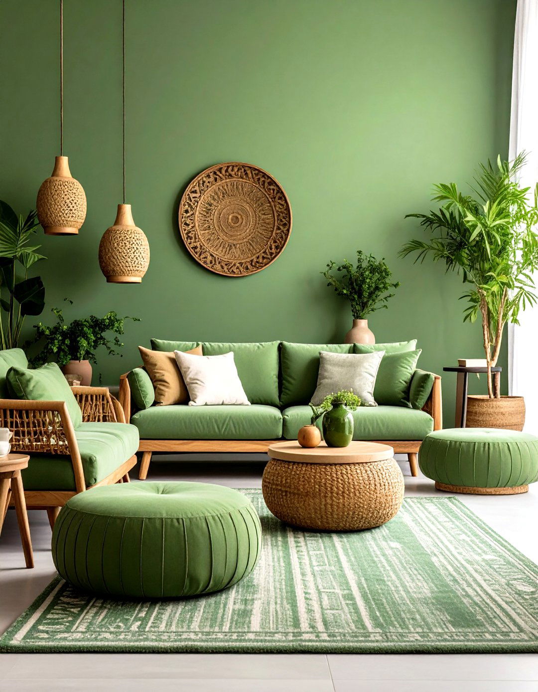 Green Eclectic Global Living Room - 24 Green Living Room Ideas