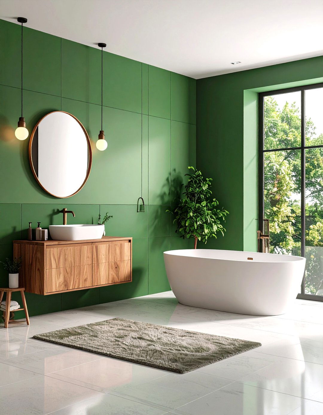Green Gradient Bathroom Wall Tiles - 24 Green Bathroom Tile Ideas