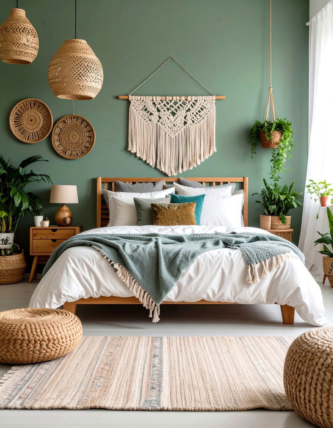 Green Grey Boho Bedroom - 24 Green and Grey Bedroom Ideas