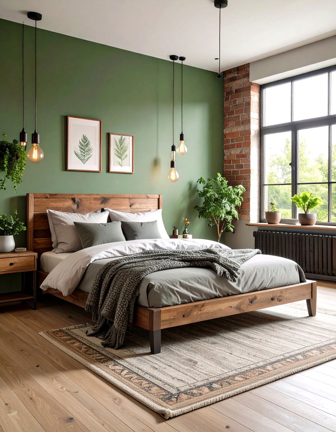Green Grey Industrial Bedroom - 24 Green and Grey Bedroom Ideas
