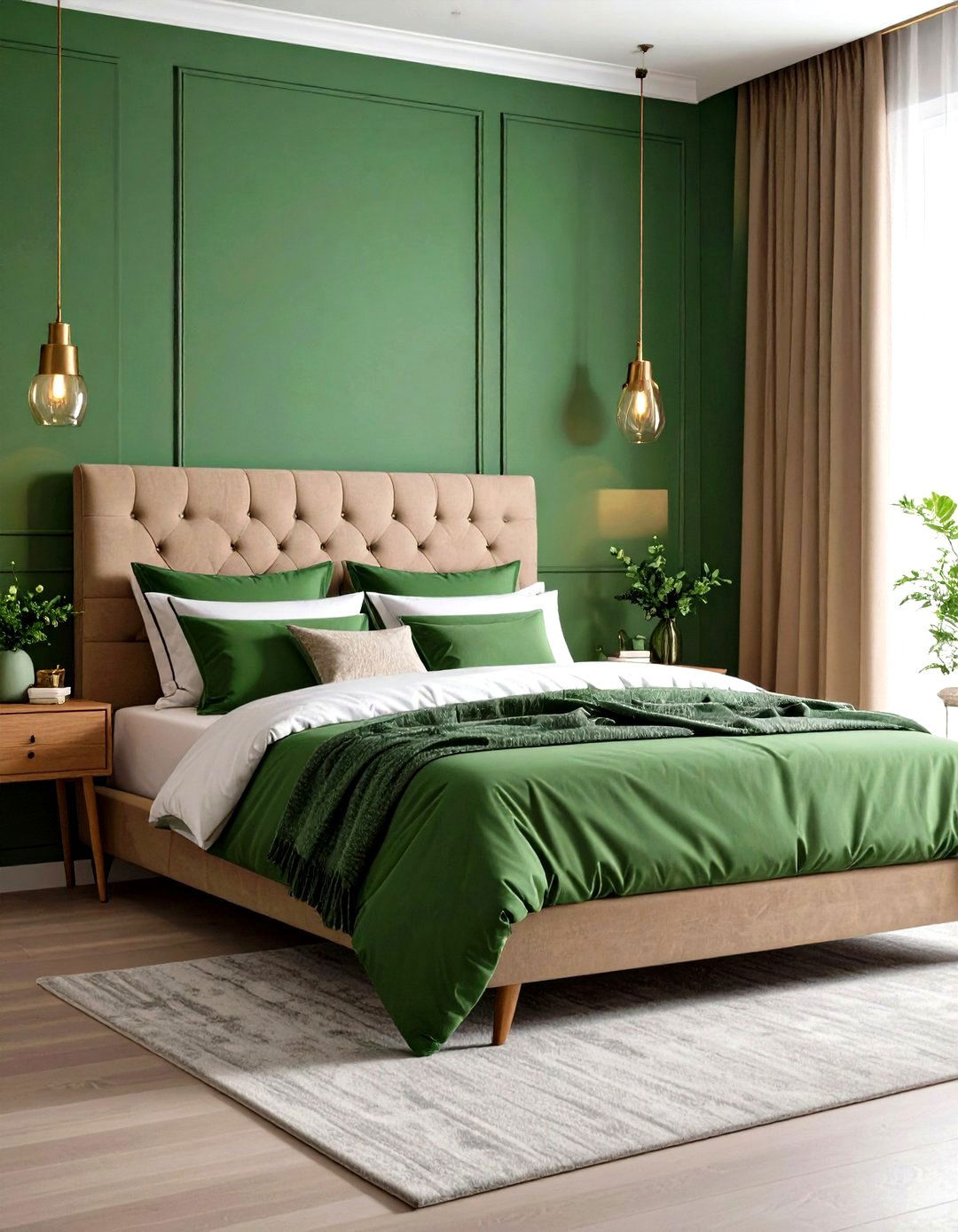 Green Lighting Ambiance Creation - 24 Green Bedroom Ideas