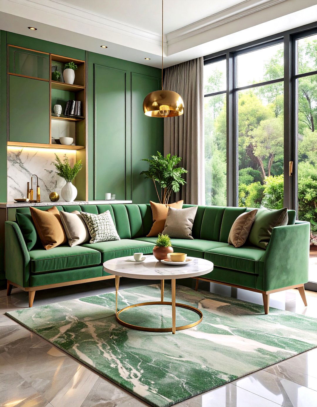 Green Marble Breakfast Nook Integration - 24 Green Marble Countertop Design Ideas