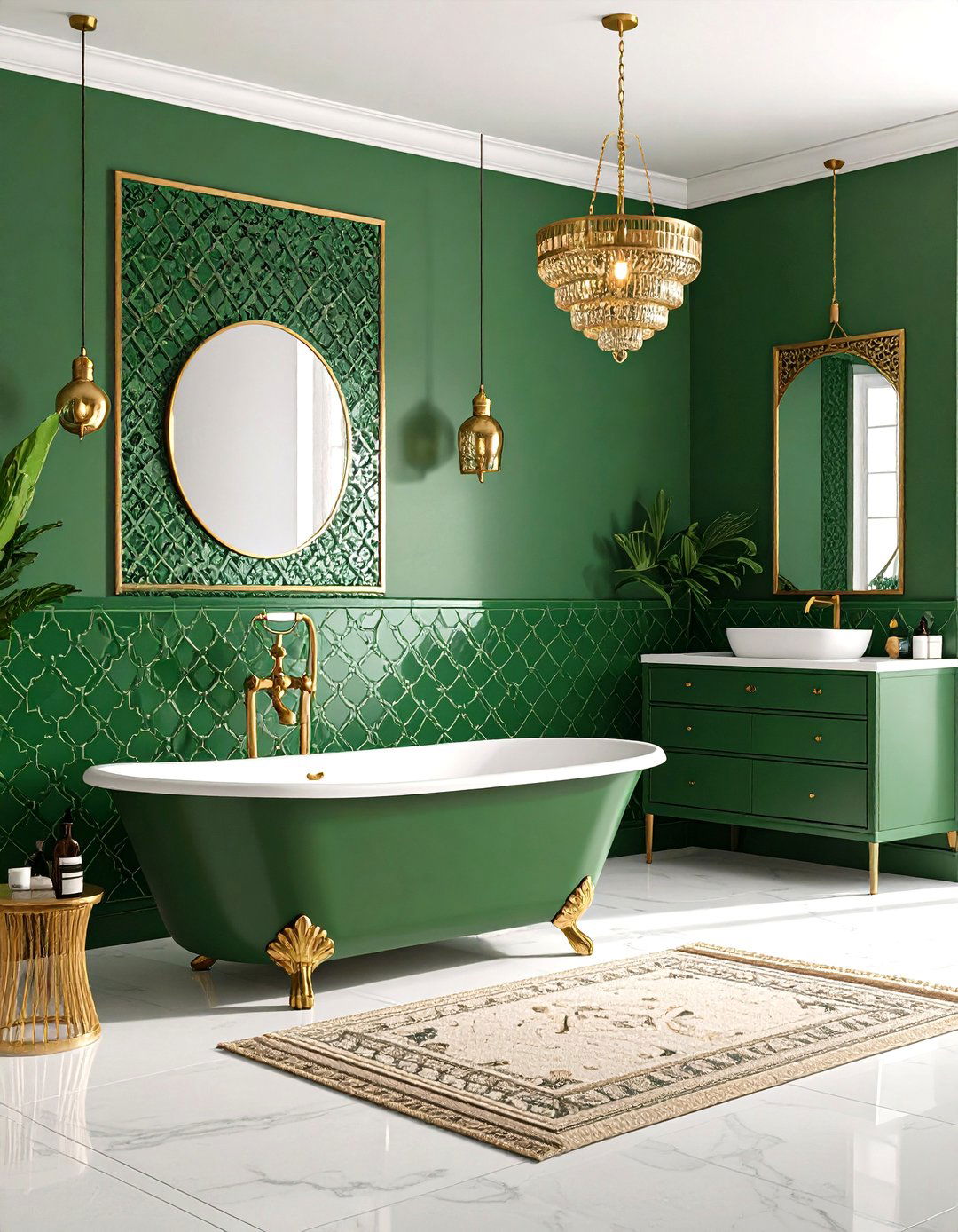 Green Moroccan Pattern Bathroom Tiles - 24 Green Bathroom Tile Ideas