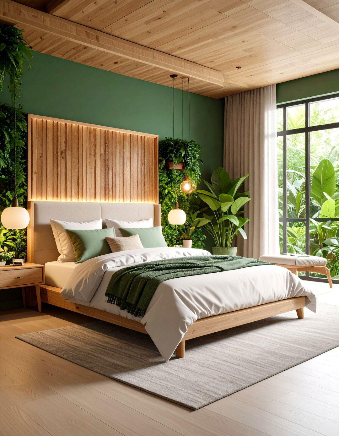 Green Plant Jungle Bedroom - 24 Green Boho Bedroom Ideas