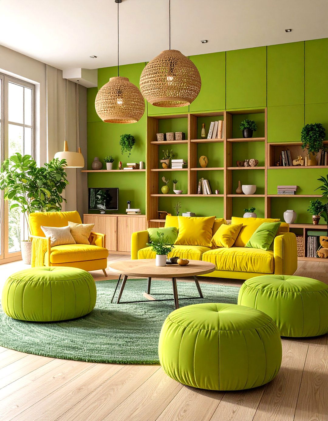 Green Storage Solution Living Room - 24 Green Living Room Ideas