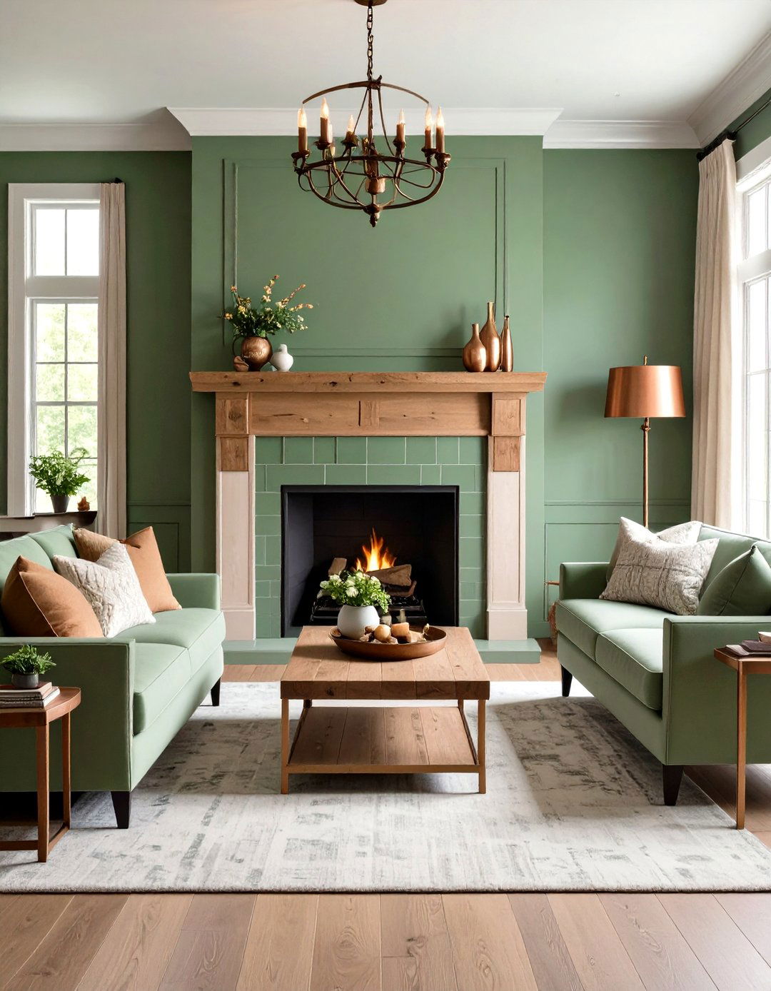 Green Tile Farmhouse Fireplace Accent - 24 Farmhouse Fireplace Tile Ideas
