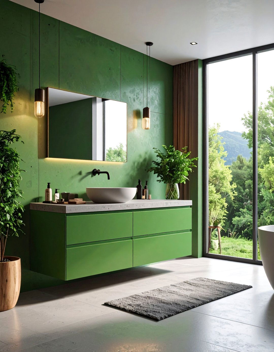 Green Vanity with Concrete Countertops - 24 Bathroom With Green Vanity