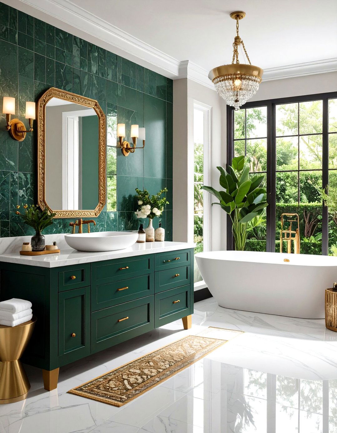 Green Zellige Bathroom Backsplash Tiles - 24 Green Bathroom Tile Ideas