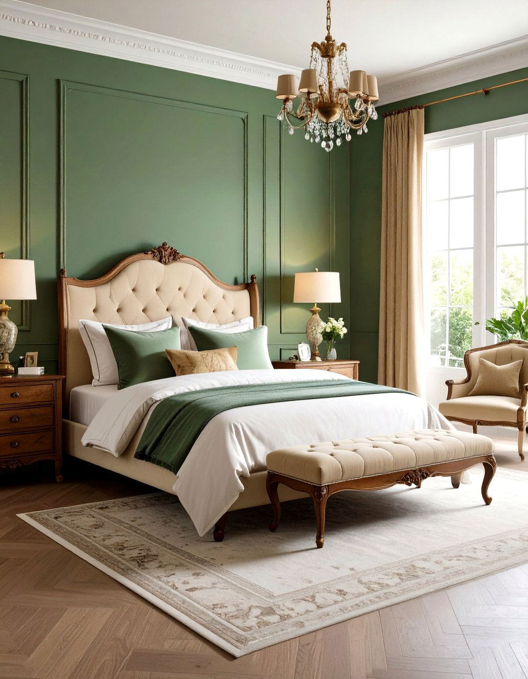 Green and Beige Vintage Style - 24 Green and Beige Bedroom Ideas