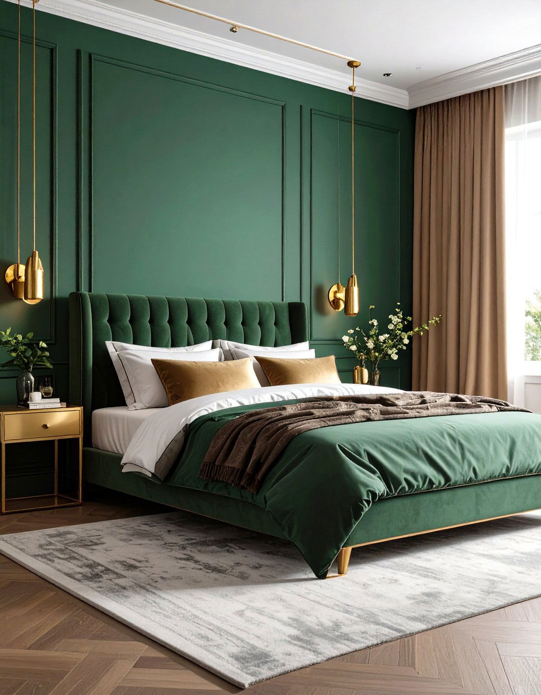 Green and Gold Luxury Style - 24 Green Bedroom Ideas
