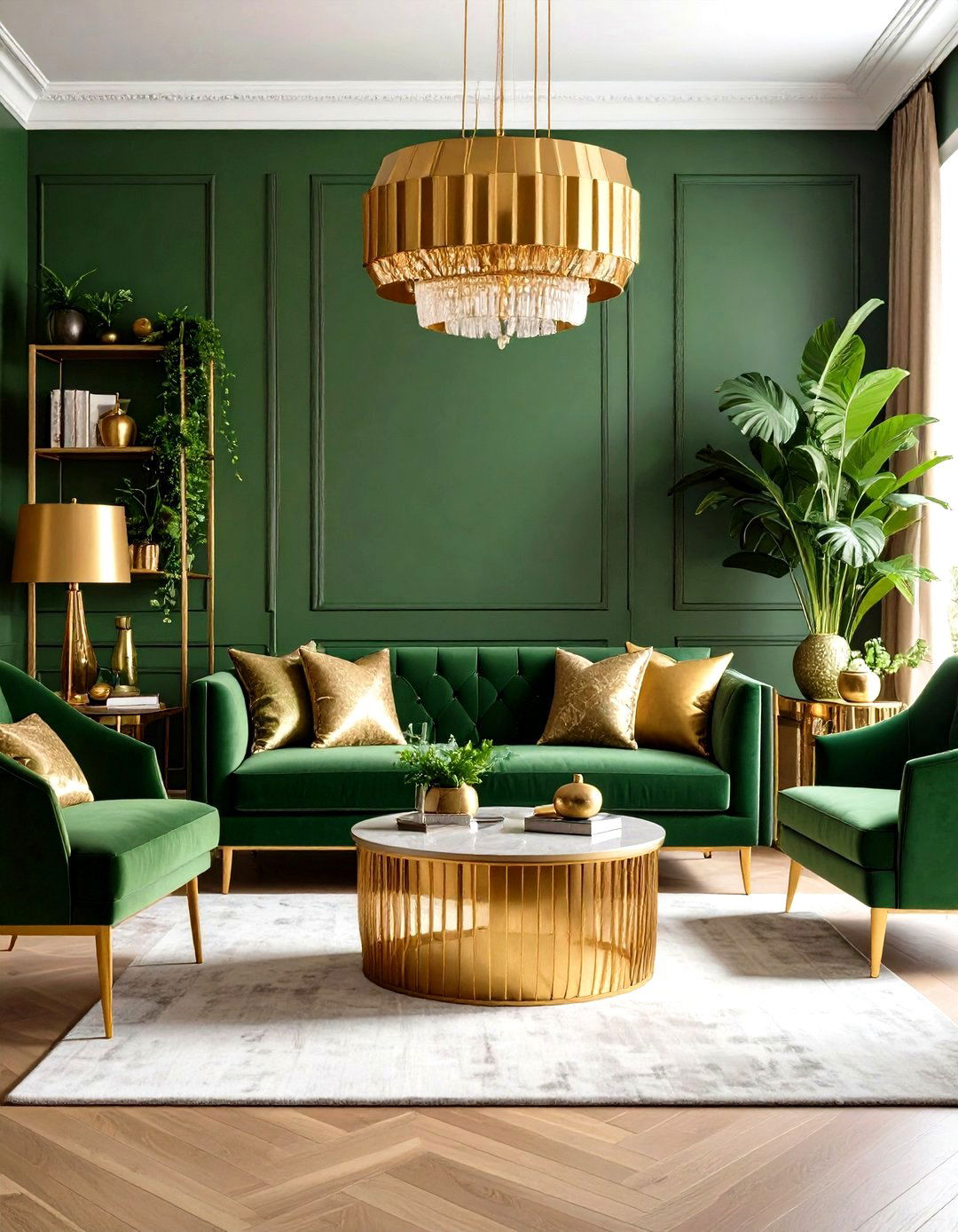 Green and Gold Maximalist Eclectic Mix - 24 Green and Gold Living Room Ideas