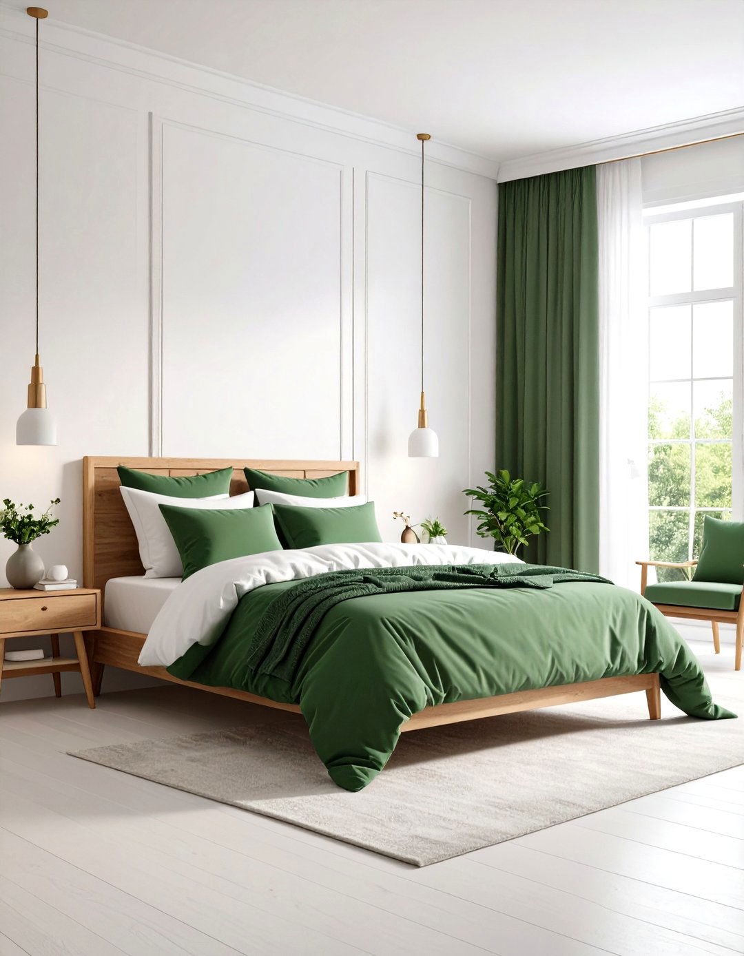 Green and White Classic Pairing - 24 Green Bedroom Ideas
