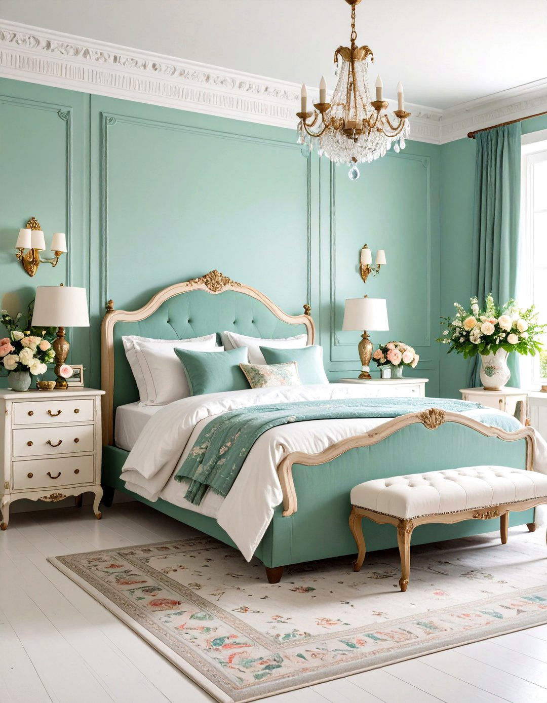 Green and White Vintage Inspired - 24 Green and White Bedroom Ideas