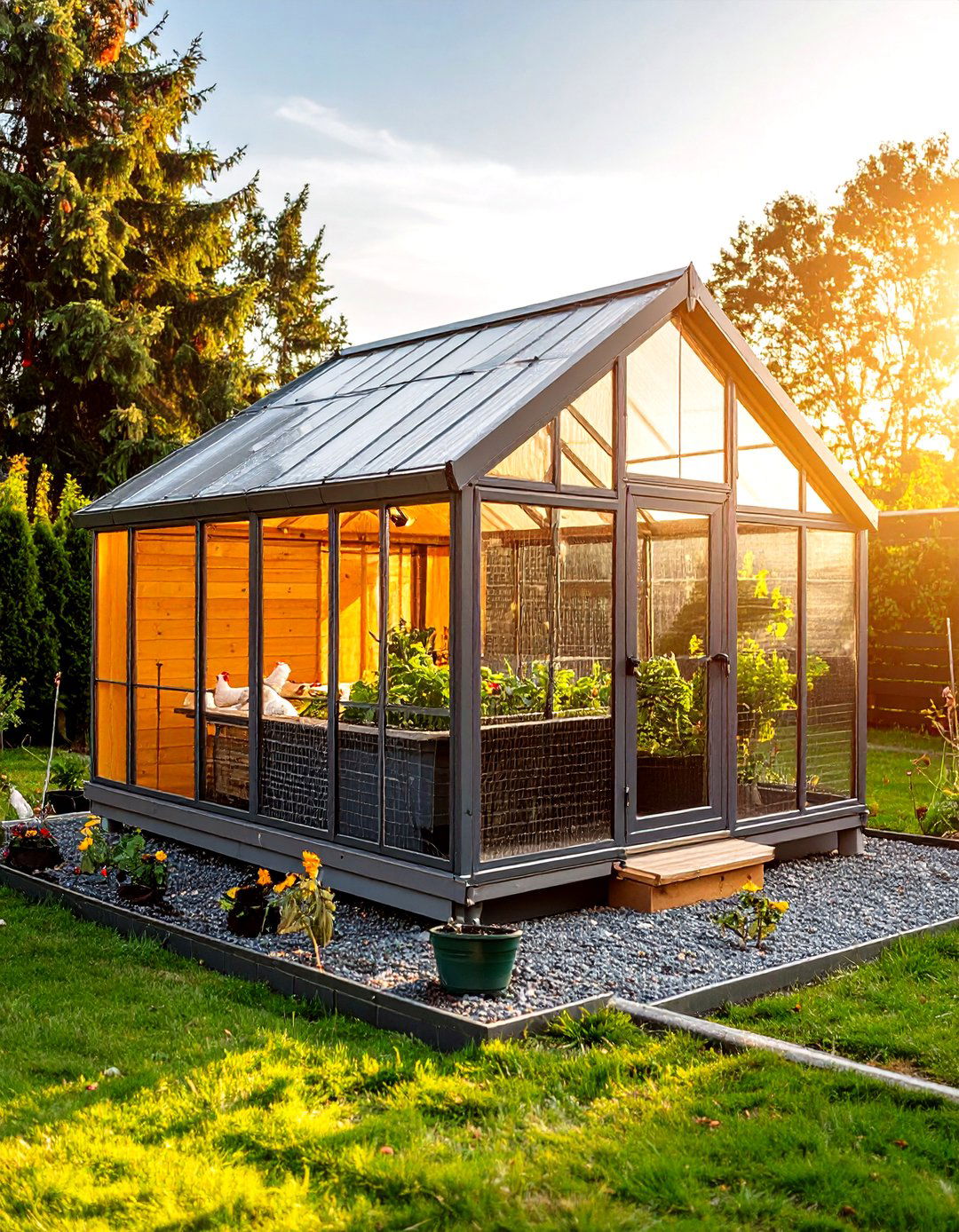 Greenhouse Shed with Integrated Chicken Coop - 24 Greenhouse and Shed Combo Ideas