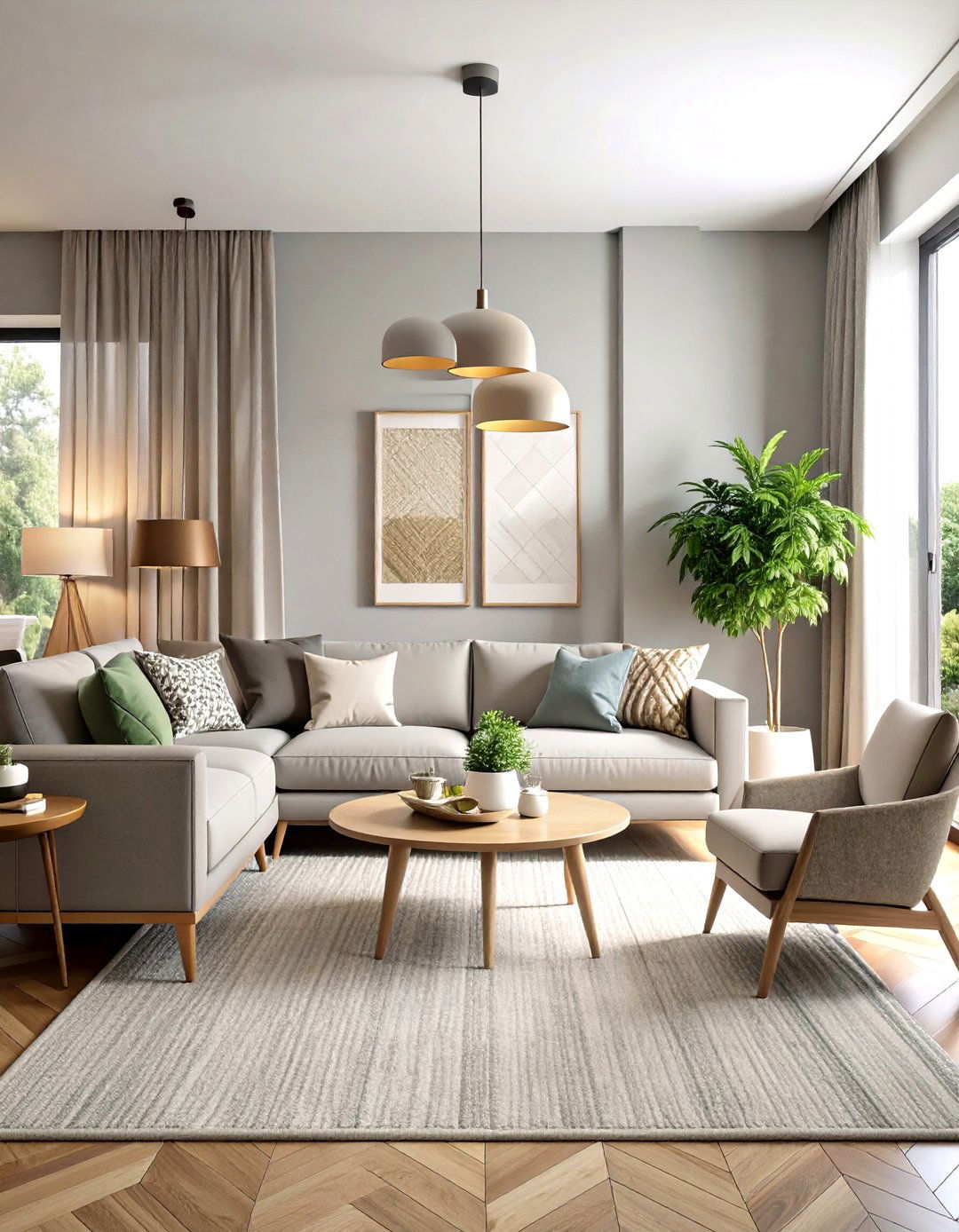 Greige Color Blocking Design - 24 Greige Living Room Ideas