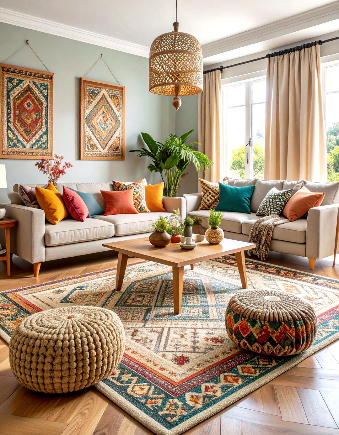 Greige Pattern Mixing - 24 Greige Living Room Ideas