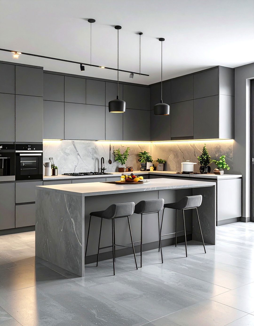 Grey Color Schemes - 24 Microcement Kitchen Ideas