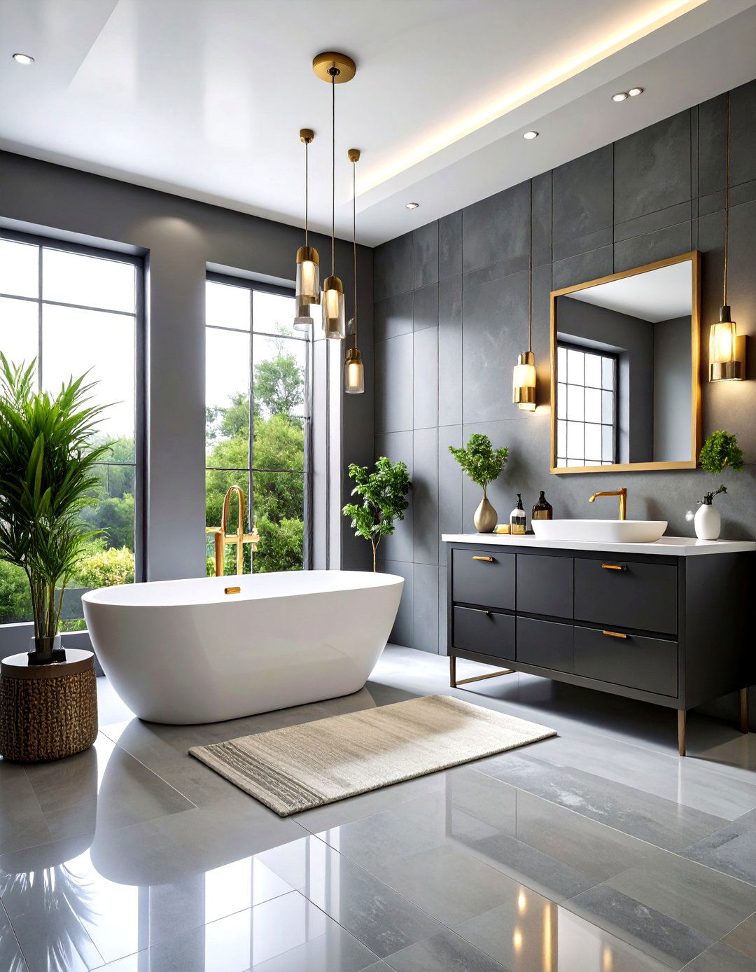 Grey Mixed Metal Bathroom - 24 Grey Bathroom Ideas