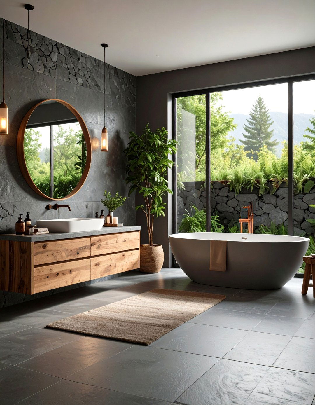 Grey Natural Stone Bathroom - 24 Grey Bathroom Ideas