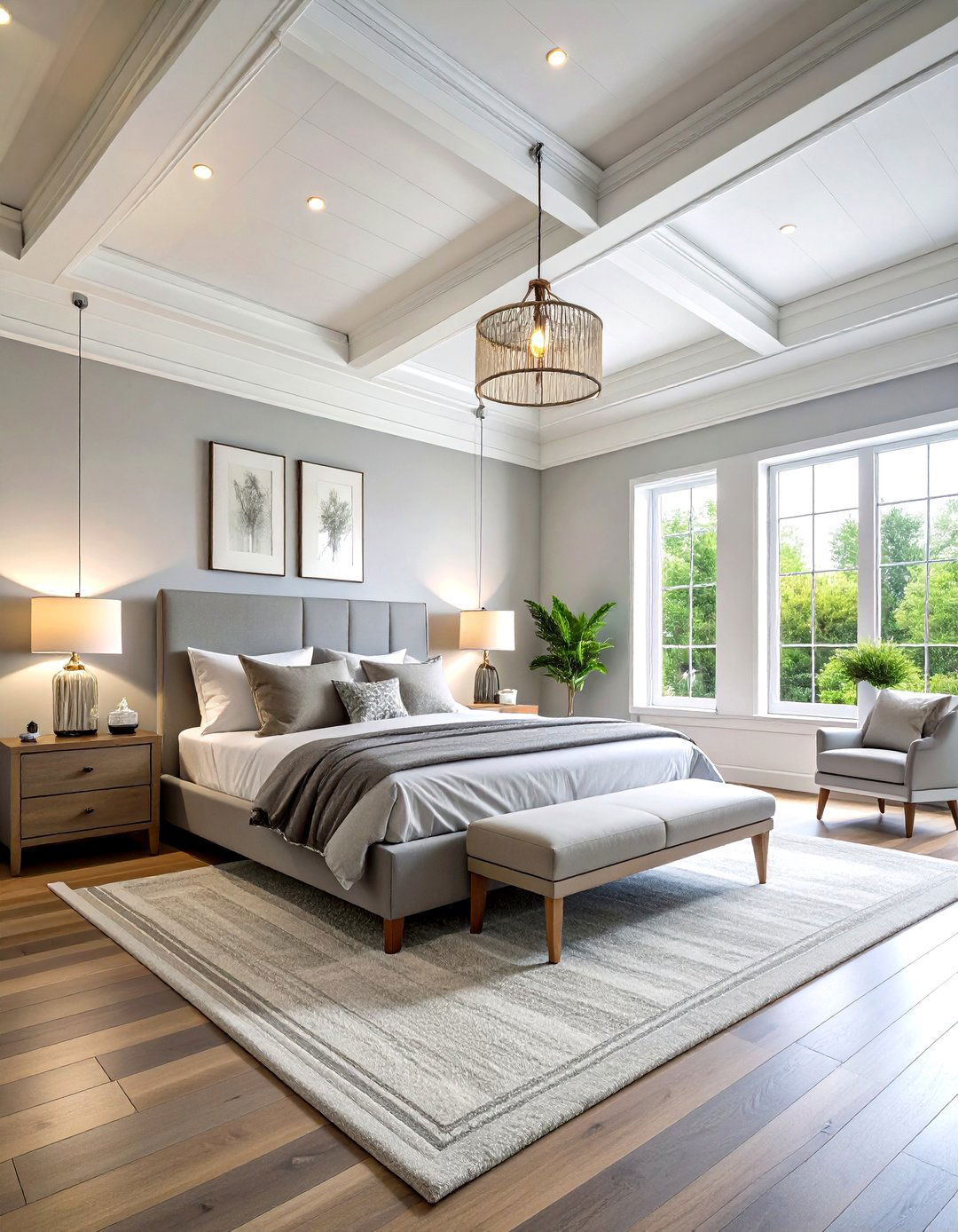 Grey Painted Ceiling Design Ideas - 24 Grey and White Bedroom Ideas