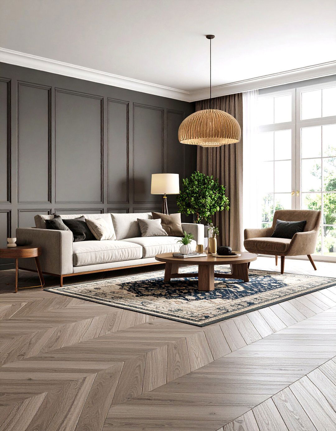 Grey Parquet Flooring European Elegance - 24 grey flooring living room ideas