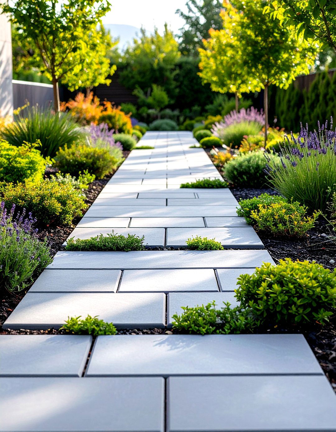 Grey Paver Planting Pocket Design - 24 Grey Paver Walkway Ideas
