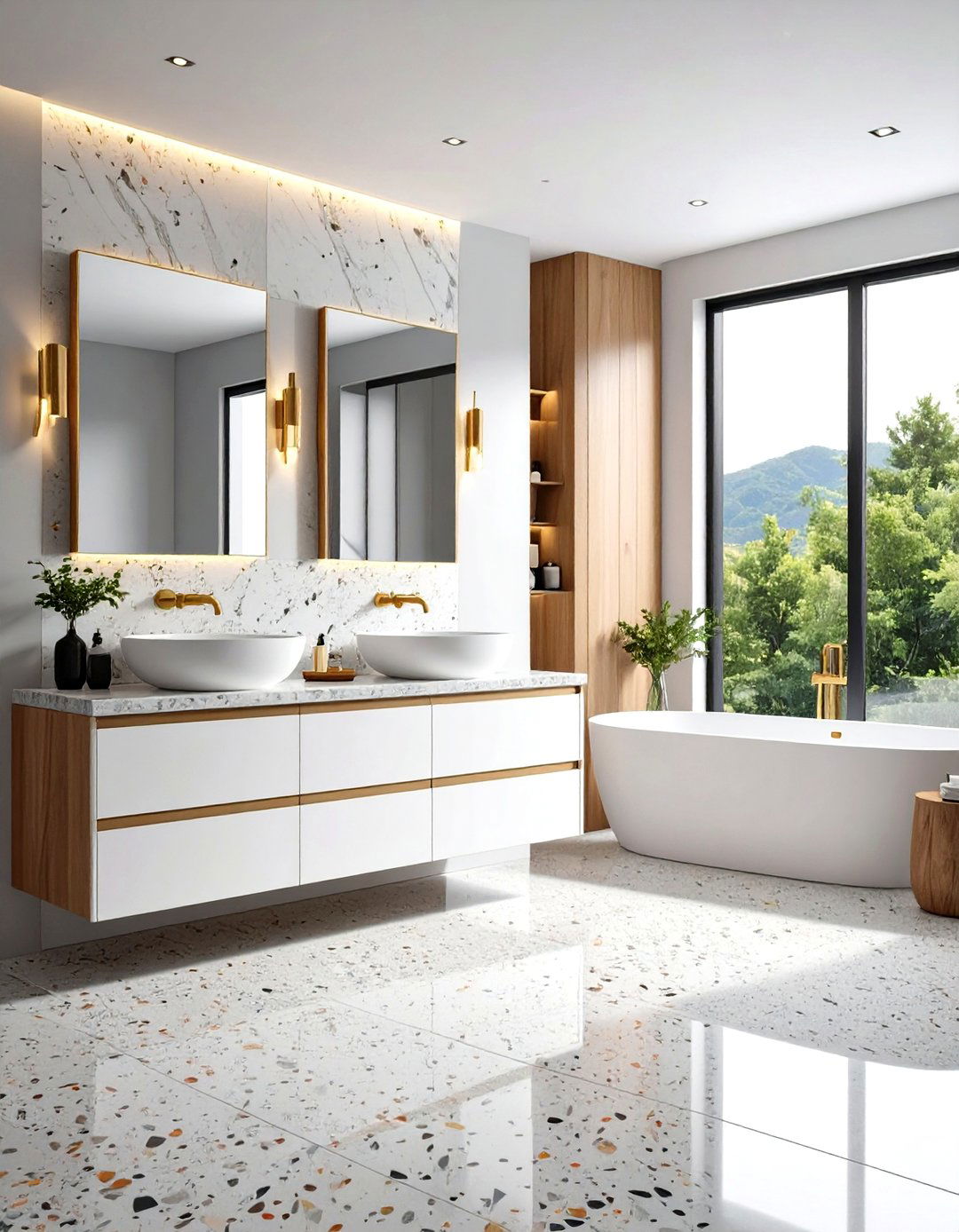 Grey Terrazzo Modern Bathroom - 24 Grey Bathroom Ideas