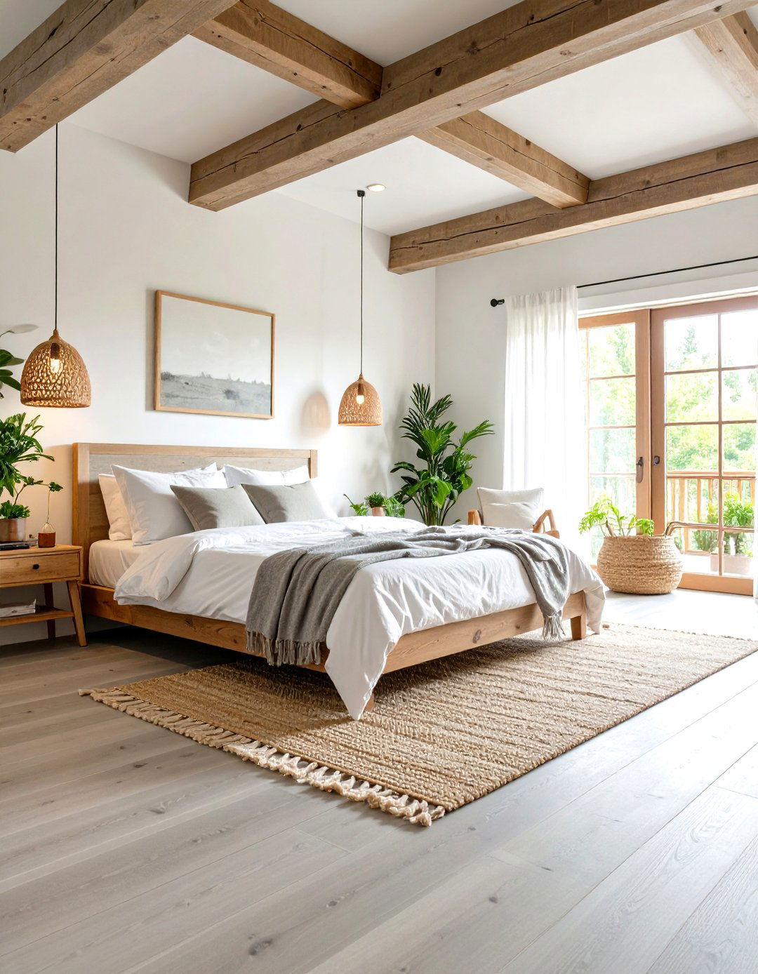 Grey Wood Flooring Natural Elements - 24 Grey and White Bedroom Ideas